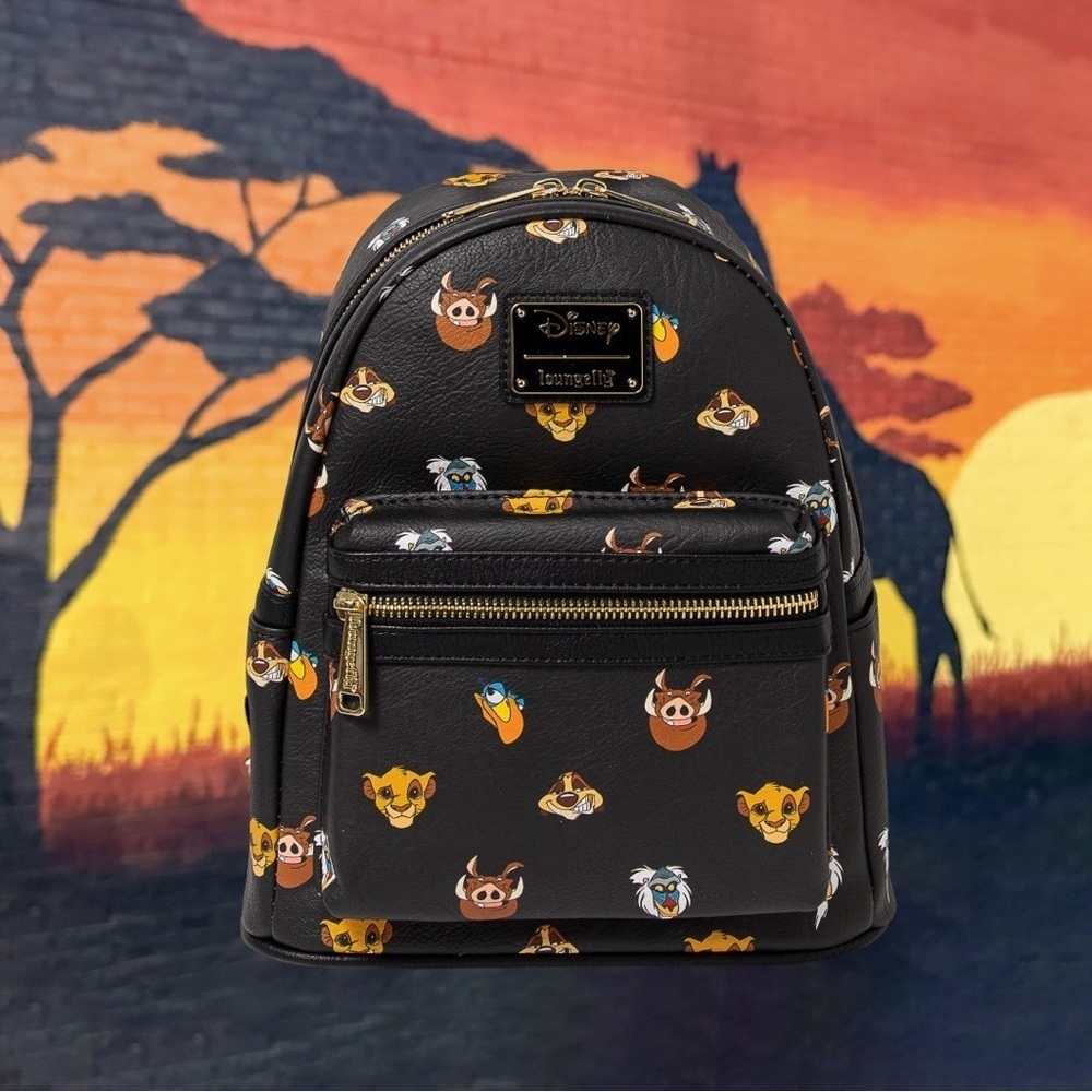 NWT LOUNGEFLY‎ DISNEY The Lion King Cartoon Character Print Mini Backpack